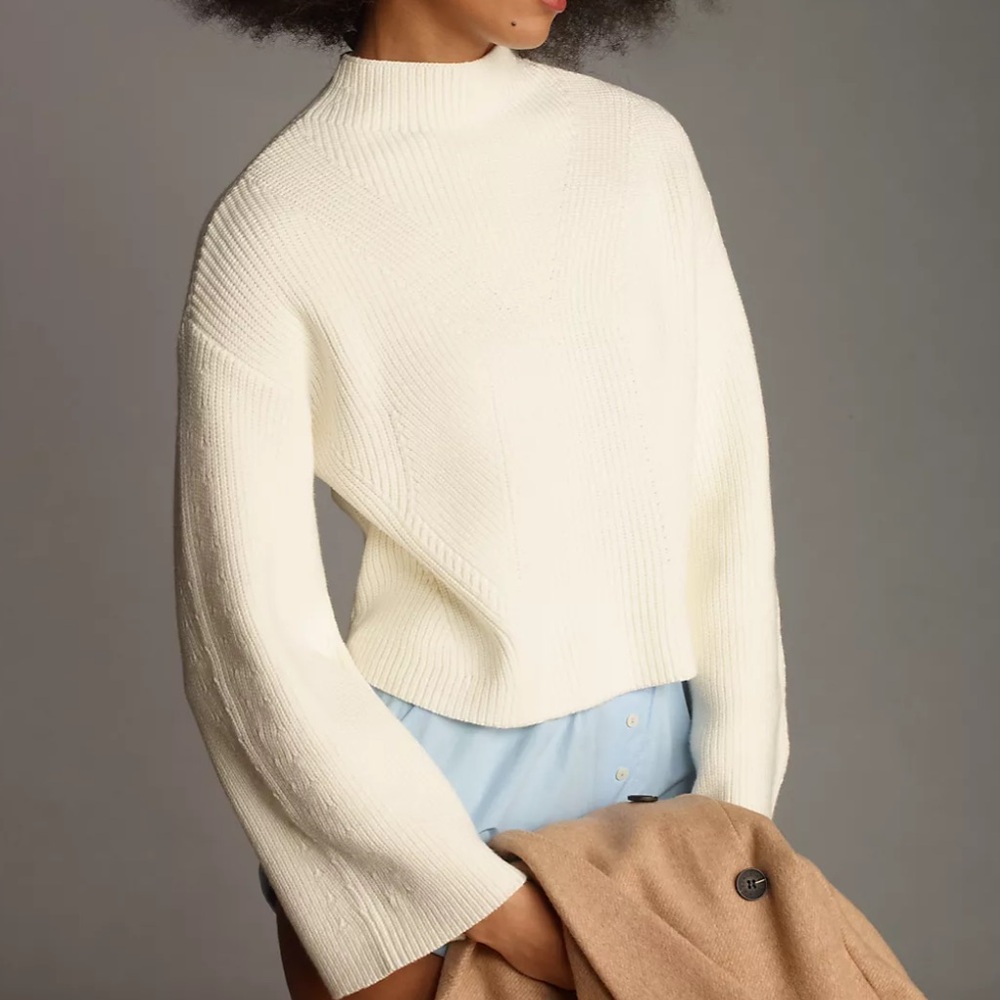 The Katey Mock-Neck Bell-Sleeve Sweater by Maeve